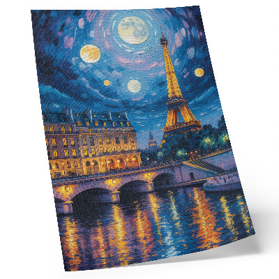 Poster Parigi di notte, luna piena, Torre Eiffel