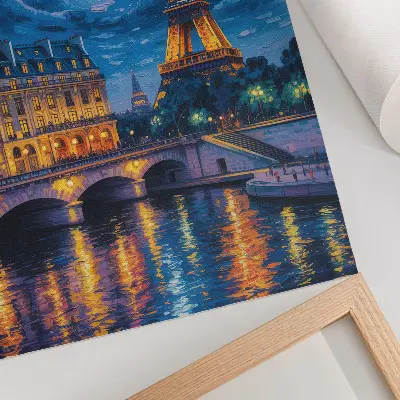 Poster Parigi di notte con la luna piena e la Torre Eiffel