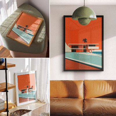 Poster Villa Orange Sky Composizione minimalista