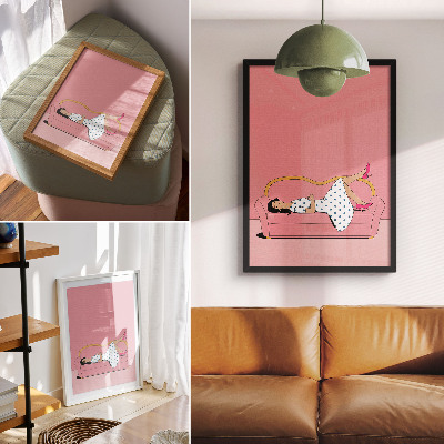 Foto su tela Scena di relax tranquillo con donna su un divano rosa