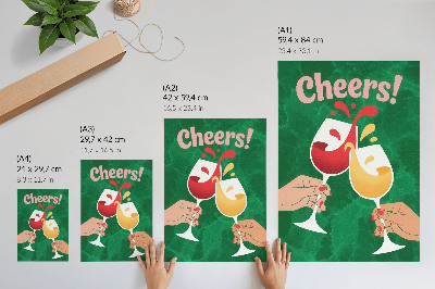 Poster Occhiali colorati su sfondo verde, stile dinamico