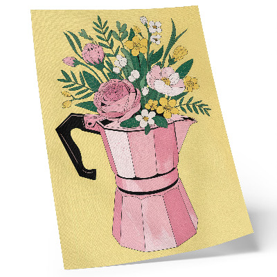 Stampa su tela Illustrazione moderna con una caffettiera rosa
