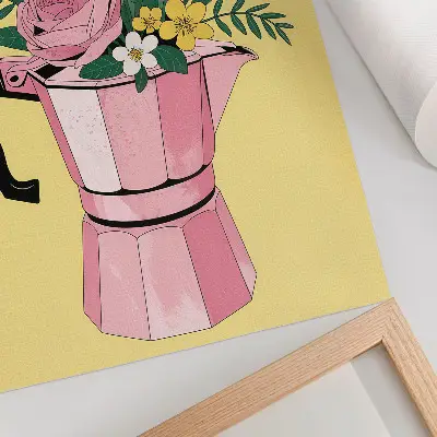 Stampa su tela illustrazione moderna con caffettiera rosa