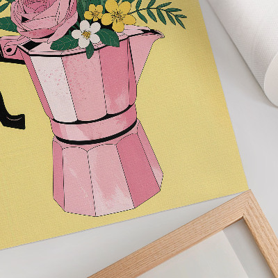 Stampa su tela Illustrazione moderna con una caffettiera rosa