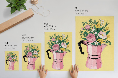 Stampa su tela Illustrazione moderna con una caffettiera rosa