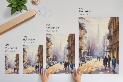 Poster Via cittadina, alberi invernali, atmosfera tranquilla