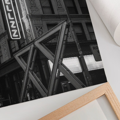 Foto su tela Architettura in bianco e nero con luci al neon dell'hotel.