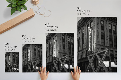 Foto su tela Architettura in bianco e nero con luci al neon dell'hotel.