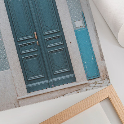 Stampa su tela Porta blu con elementi architettonici bianchi