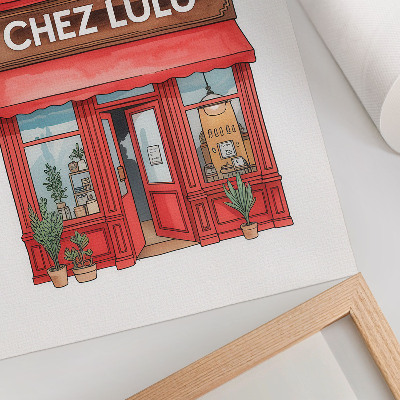 Poster Architettura, caffè, piante, colori pastello