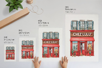 Poster Architettura, caffè, piante, colori pastello