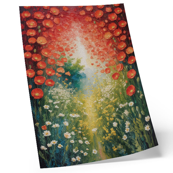 Poster Fiori rossi, dettagli verdi, sfondo tridimensionale