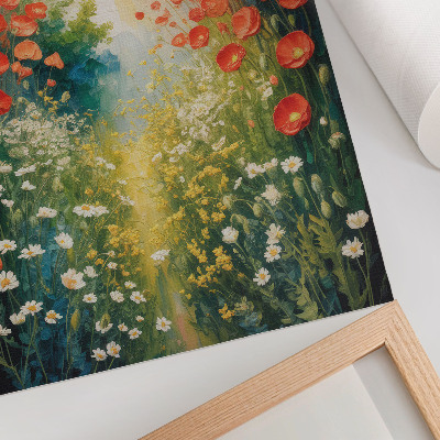 Poster Fiori rossi, dettagli verdi, sfondo tridimensionale