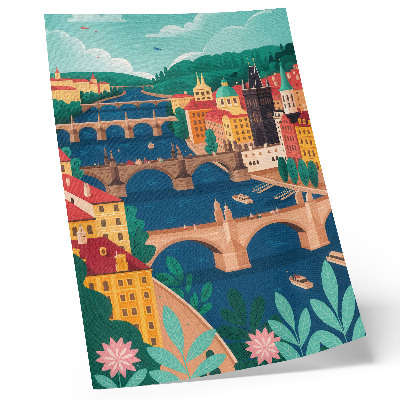 Poster Una città colorata con ponti, natura e cielo