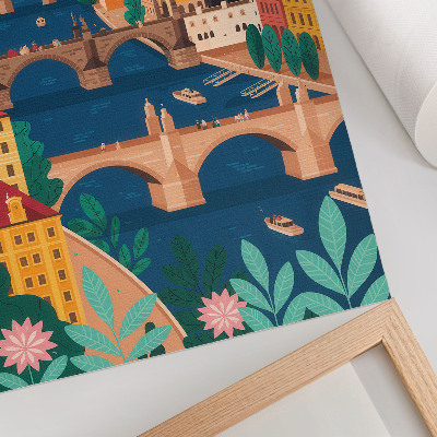 Poster Una città colorata con ponti, natura e cielo