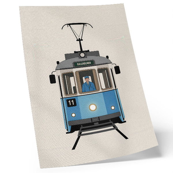 Foto su tela Tram retrò in stile minimalista