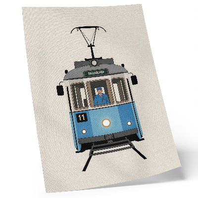 Foto su tela Tram retrò in stile minimalista