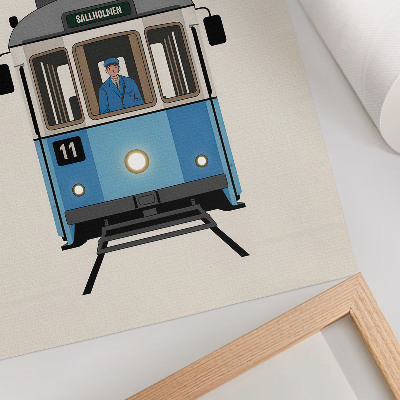 Foto su tela Tram retrò in stile minimalista