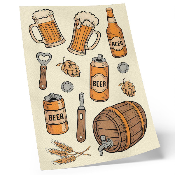Stampa su tela Elementi della birra, atmosfera retrò accogliente, stile vintage