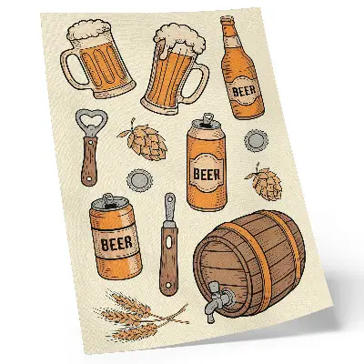 Stampa su tela con elementi della birra in stile vintage e atmosfera retrò accogliente