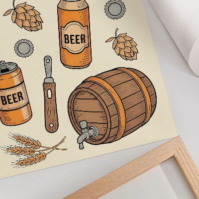 Stampa su tela Elementi della birra, atmosfera retrò accogliente, stile vintage