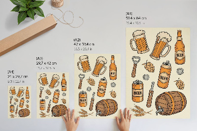 Stampa su tela Elementi della birra, atmosfera retrò accogliente, stile vintage