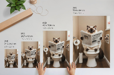 Foto su tela Gatto con giornale su una parete beige, umorismo e calore