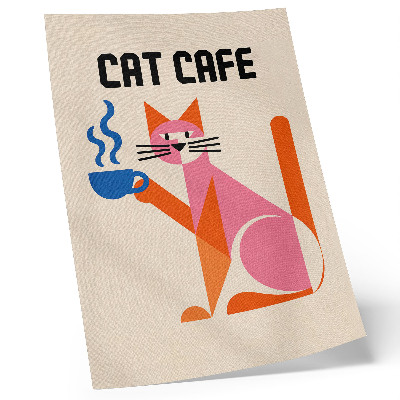Stampa su tela Motivo creativo retrò con gatto e caffè