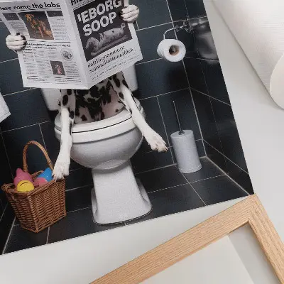 Foto su tela dalmata che legge il giornale in stile pop art colorata