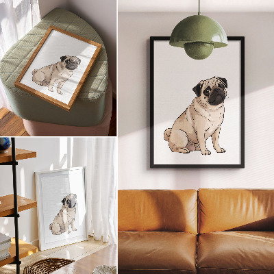 Foto su tela Ritratto di un cane, stile illustrativo, colori delicati