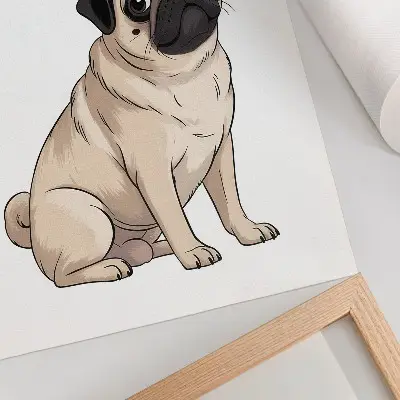 Foto su tela ritratto di un cane in stile illustrativo dai colori delicati