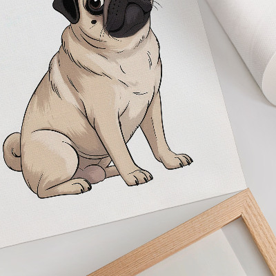 Foto su tela Ritratto di un cane, stile illustrativo, colori delicati
