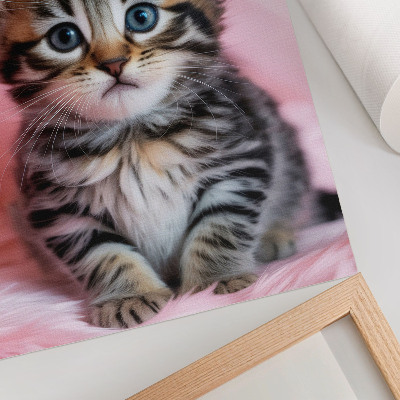 Stampa su tela Decorazione a forma di coroncina da gattino con occhi rosa e azzurri
