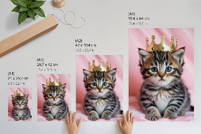 Stampa su tela Decorazione a forma di coroncina da gattino con occhi rosa e azzurri