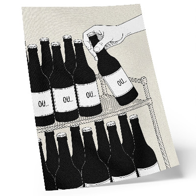 Poster Illustrazione minimalista in bianco e nero di una mano con una bottiglia.