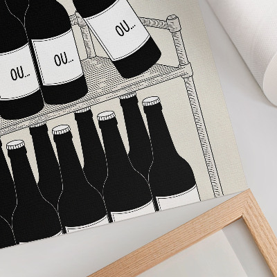 Poster Illustrazione minimalista in bianco e nero di una mano con una bottiglia.