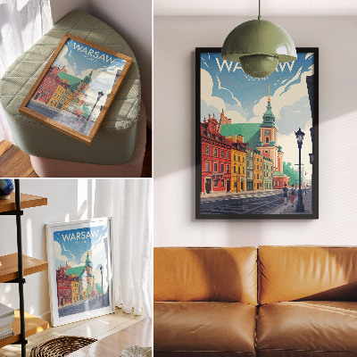 Poster case popolari colorate, architettura del cielo blu