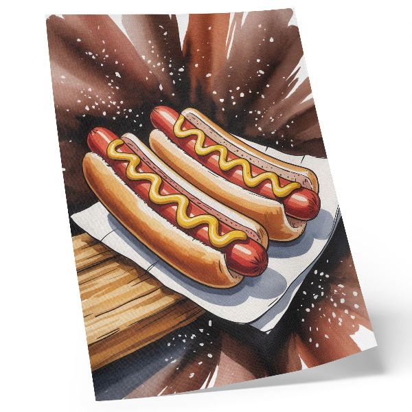 Stampa su tela Hot dog appetitosi in un'atmosfera allegra e moderna.