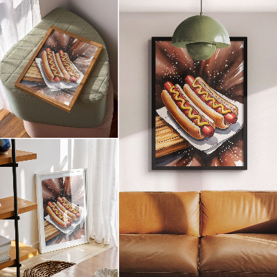 Stampa su tela Hot dog appetitosi in un'atmosfera allegra e moderna.