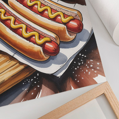 Stampa su tela Hot dog appetitosi in un'atmosfera allegra e moderna.