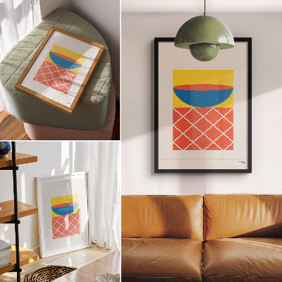 Stampa su tela Composizione geometrica giallo blu rosso