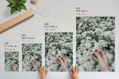 Stampa su tela Fiori bianchi, mano verde, unghie rosse