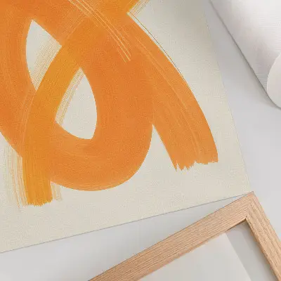 Poster con pennellate astratte di un arancione acceso