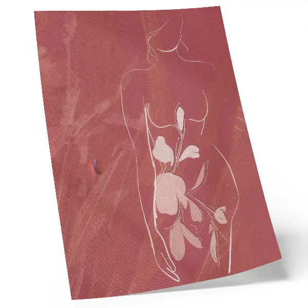 Stampa su tela silhouette femminile con fiori in stile minimalista e delicato