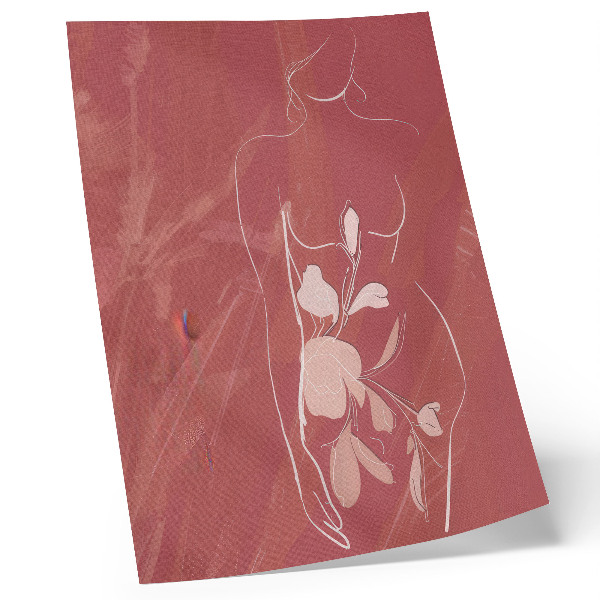 Stampa su tela Silhouette femminile e fiori, delicatezza, minimalismo