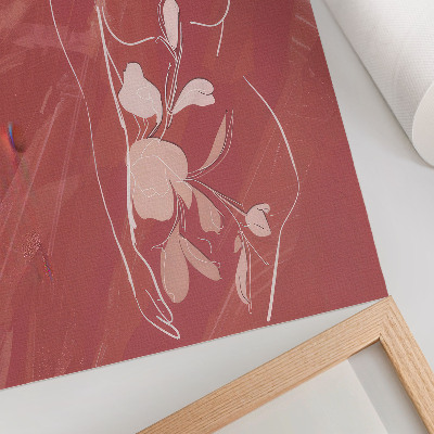 Stampa su tela Silhouette femminile e fiori, delicatezza, minimalismo