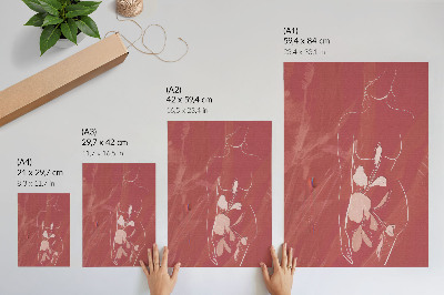 Stampa su tela Silhouette femminile e fiori, delicatezza, minimalismo