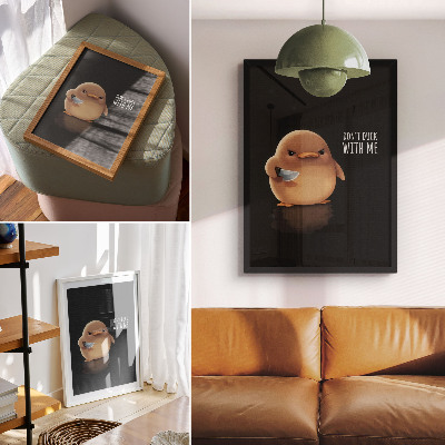 Poster Adorabile anatra con coltello su sfondo nero