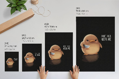 Poster Adorabile anatra con coltello su sfondo nero