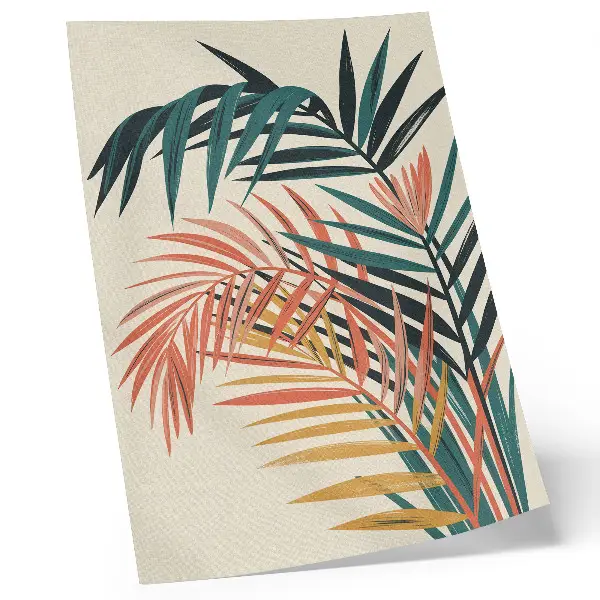 Illustrazione di foglie tropicali colorate stampa su tela